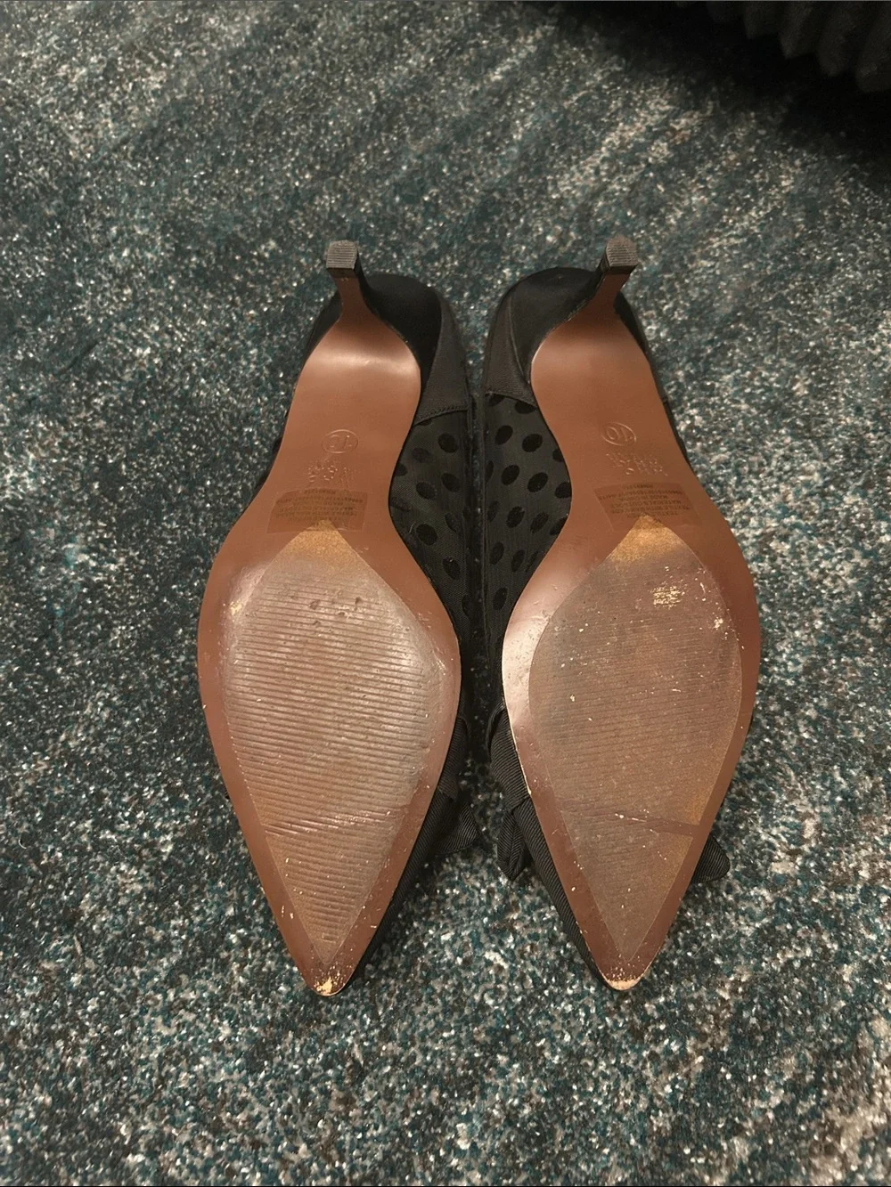 Who What Wear Black Polka Dot Mesh Bow Pointed Slip-On Mules - Picture 3 of 3